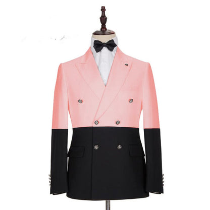 Modern Pink Double Breasted Slim Fit Designer Men Suits for Prom