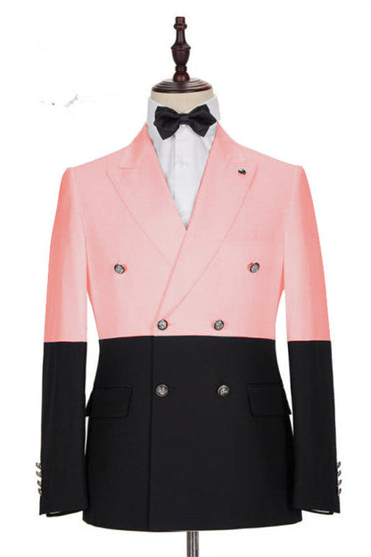 Modern Pink Double Breasted Slim Fit Designer Men Suits for Prom
