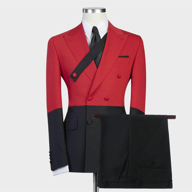 Modern Red Double Breasted Slim Fit Classic Men Suits for Prom