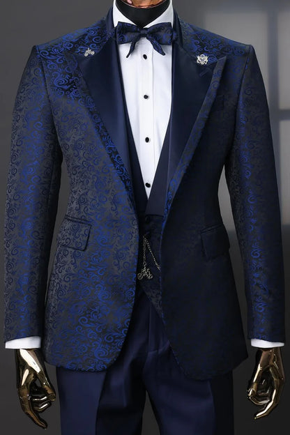 Jacquard Prom Suits 3 Pieces Tuxedo