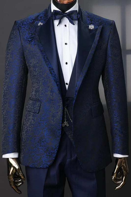 Jacquard Prom Suits 3 Pieces Tuxedo