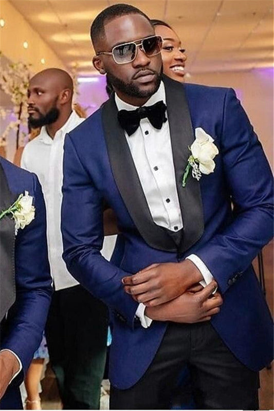 Navy Blue 3-piece Wedding Groomsmen Tuxedo