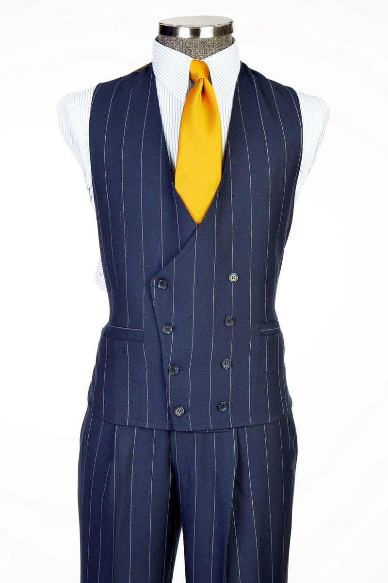 Men's Bold Striped 3-piece Suit in Navy