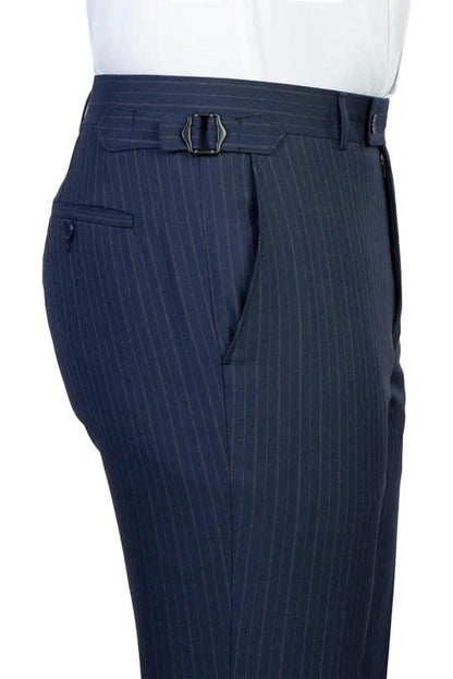 Dark Navy 3 Piece Pinstripe Peak Lapel Suit