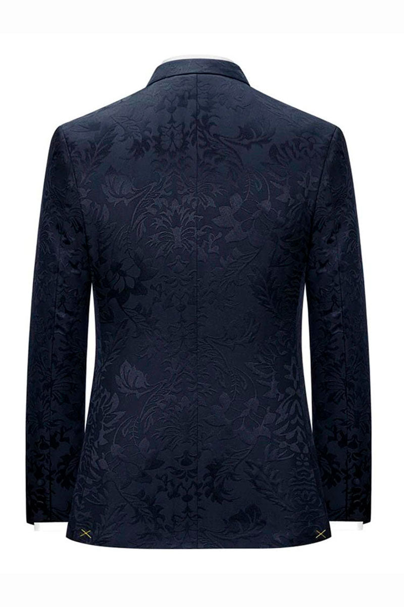 Navy Blue 3 Piece Peak Label Tuxedo