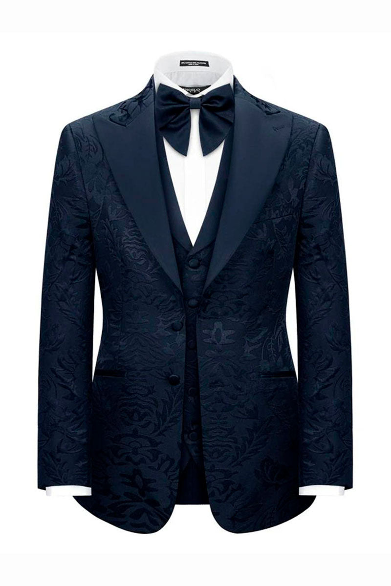 Navy Blue 3 Piece Peak Label Tuxedo
