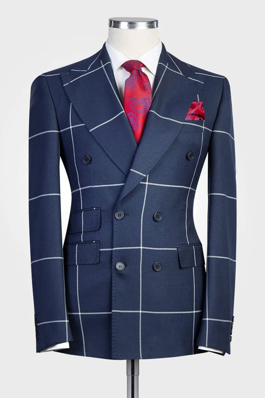 Plaid Double-breasted 2-piece Suit