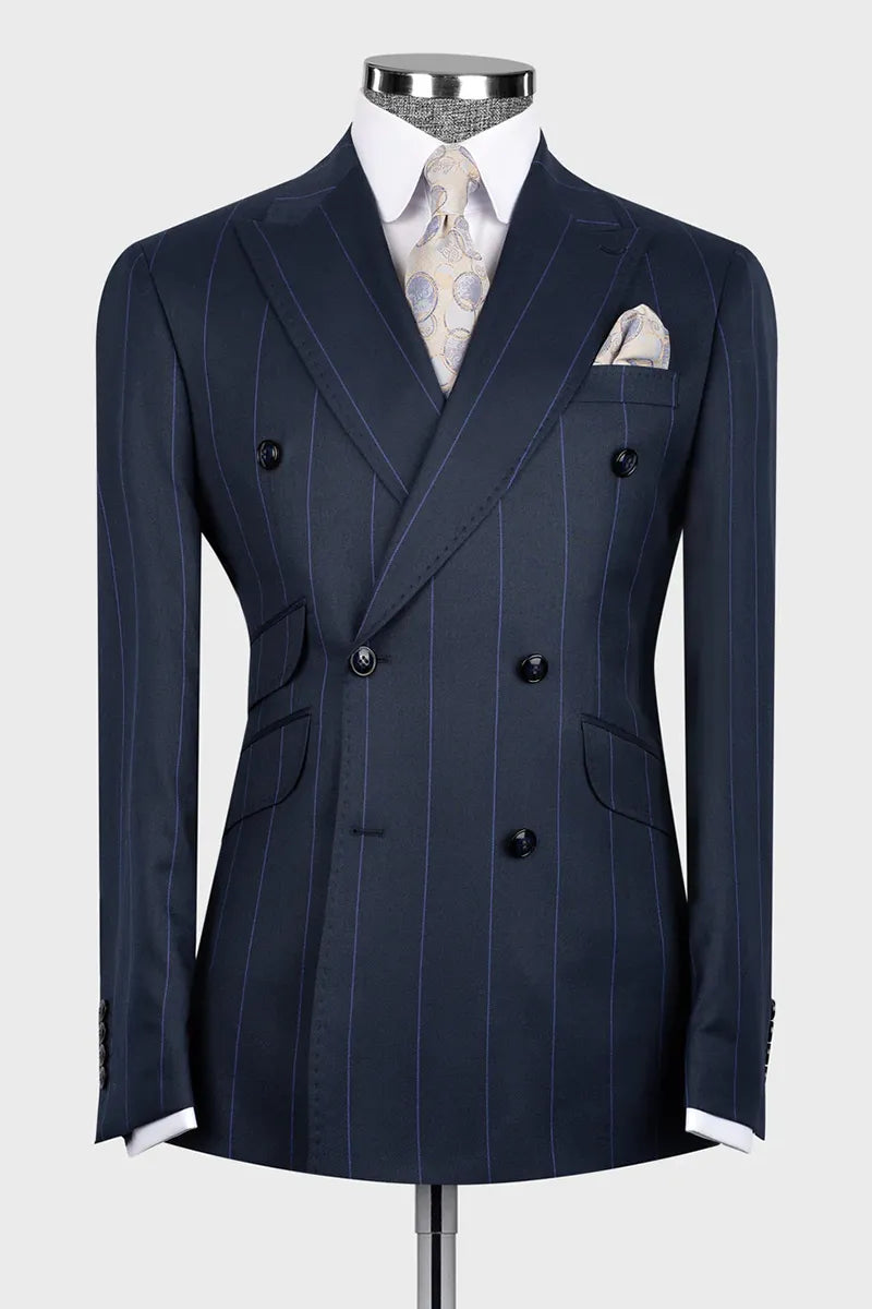 Bold Striped Double-breasted 2-piece Suit
