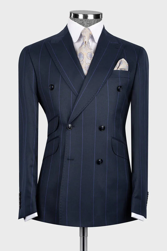 Bold Striped Double-breasted 2-piece Suit