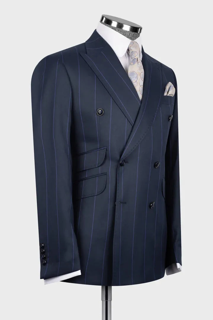Bold Striped Double-breasted 2-piece Suit