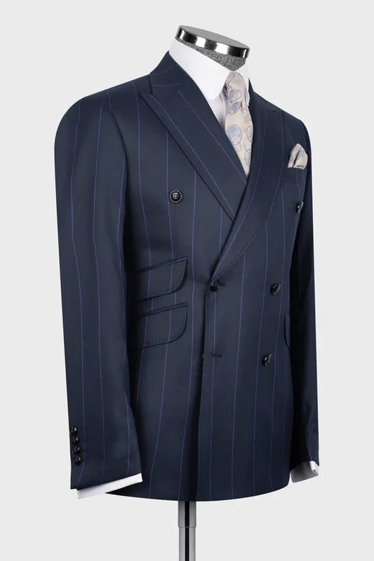 Bold Striped Double-breasted 2-piece Suit