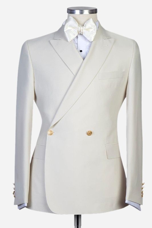 Men's Two-button Peaked Lapel 2-piece Suit