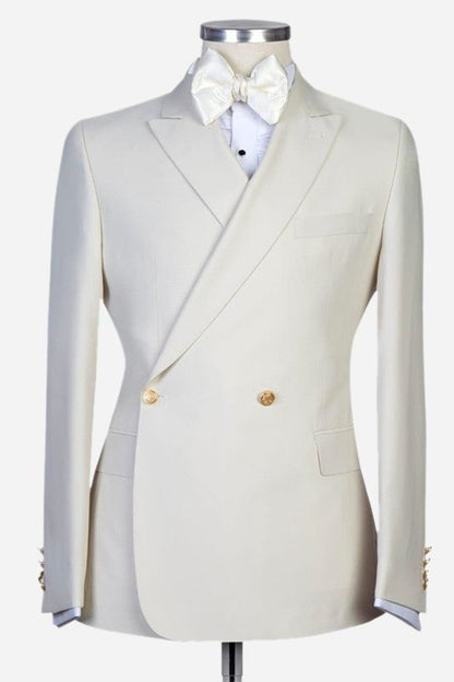 Men's Two-button Peaked Lapel 2-piece Suit
