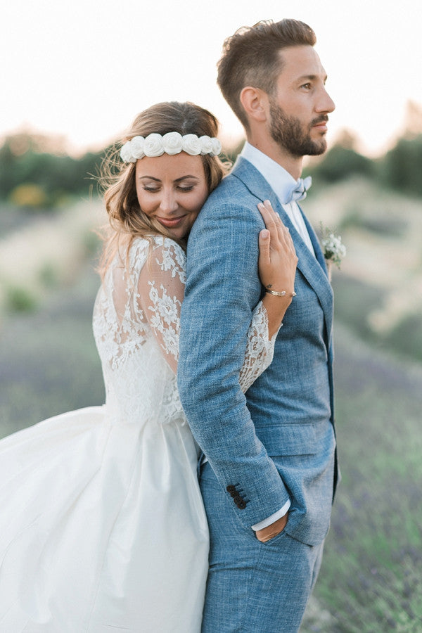 Ocean Blue Linen Summer Beach Groom Wedding Suits