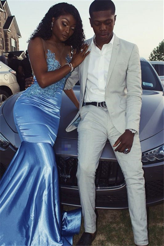 Off White Simple Prom Suit Notch Lapel Suit