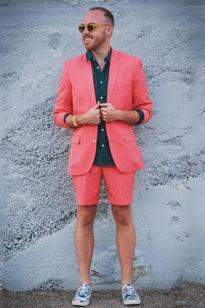 Red Notched Lapel Men's Summer Suit