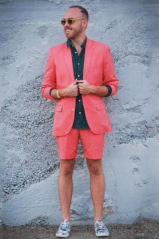 Red Notched Lapel Men's Summer Suit