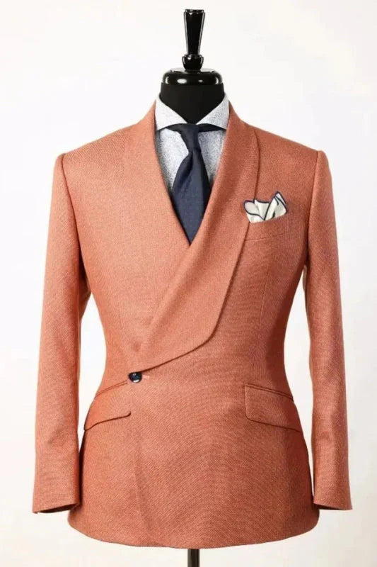 Shawl Lapel 2 Piece Single Breasted Orange Suit