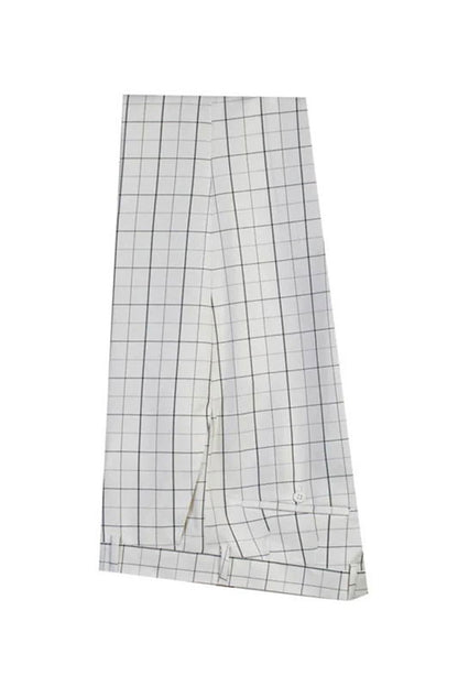 White 2 Piece Chic Plaid Peak Lapel Suits