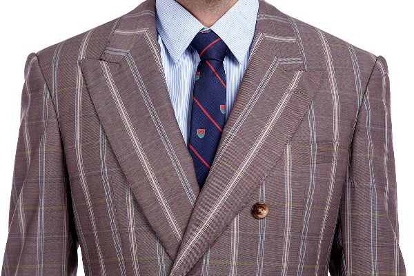 Peak Lapel Plaid Double Breasted Premium Mens Suits with Flap Pocket