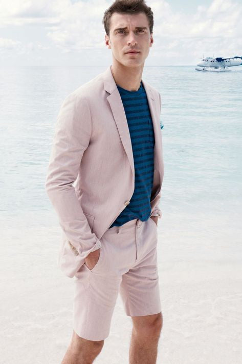 Pink Designer Simple Notched Lapel Men Suit