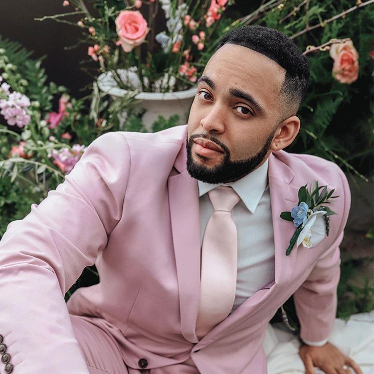 Pink Notched Lapel Mens Suits For Groom Tuxedos Party Prom Tuxedo
