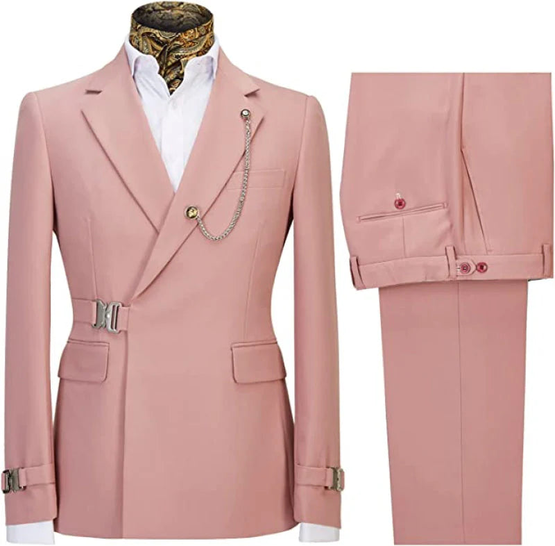 Pink 2-Piece Suit Men's Prom Suit Notched Lapel Regular Fit Tuxedo Outfits