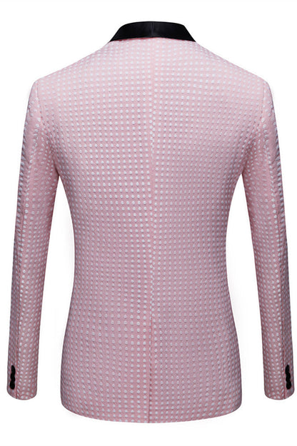 Pink Shawl Lapel Dot Wedding Men Suits