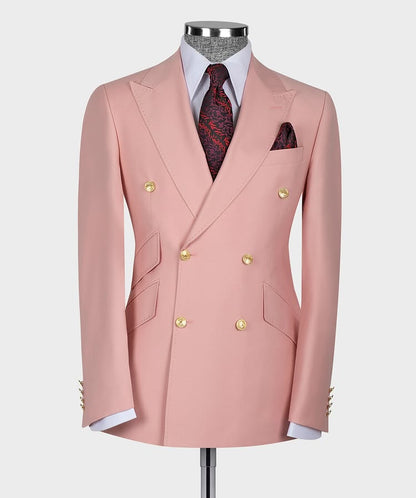 Latest Peaked Lapel Pink Double Breasted Suit for Prom