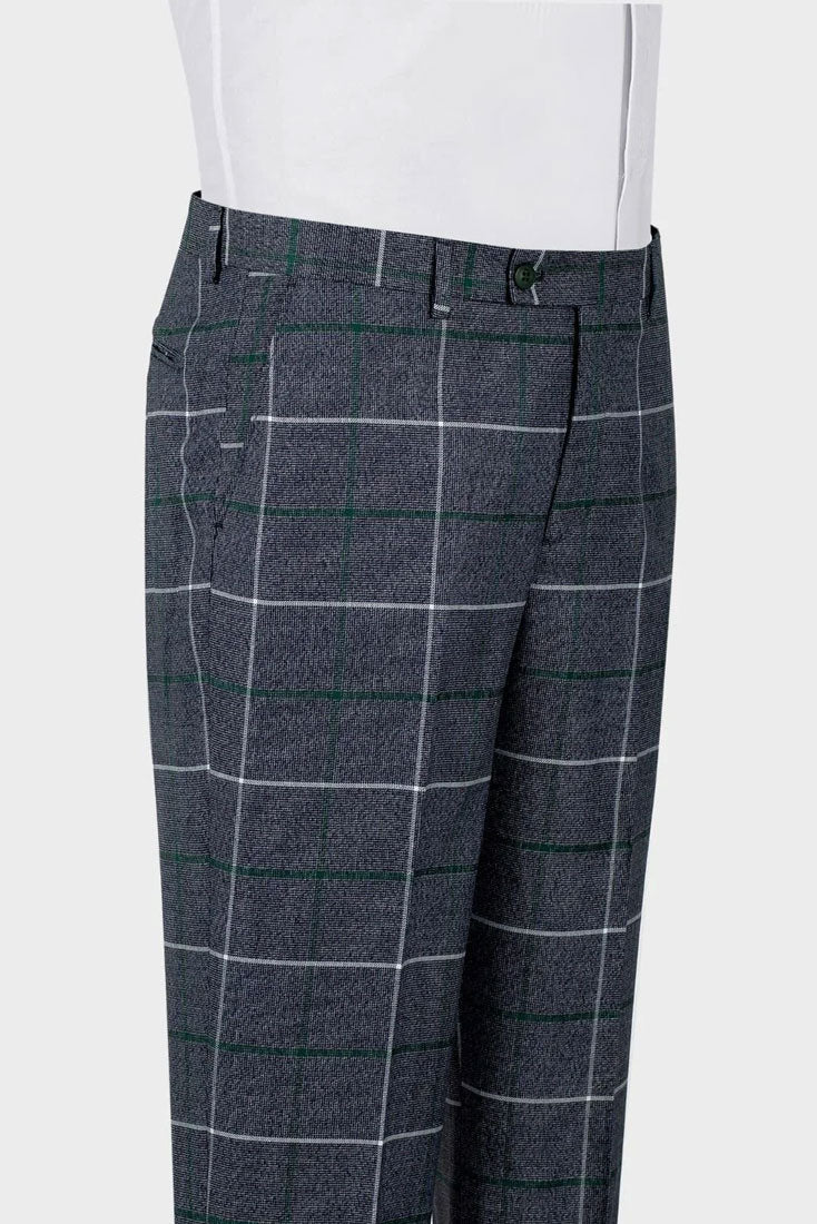 Men's Plaid 3-piece Suit in Gray