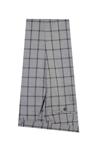 Gray 2 Piece Chic Windowpane Peak Lapel Suit