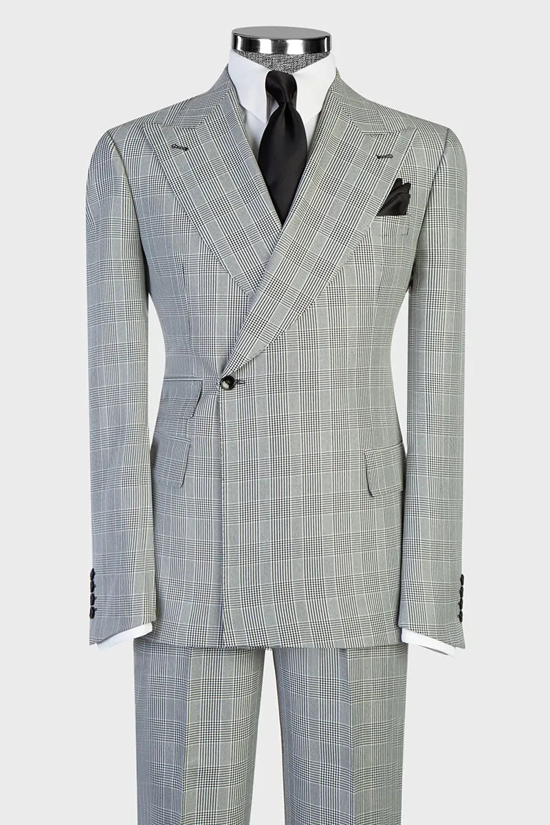 Prince of Wales Plaid One-button 2-piece Suit