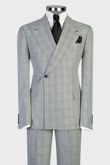 Prince of Wales Plaid One-button 2-piece Suit