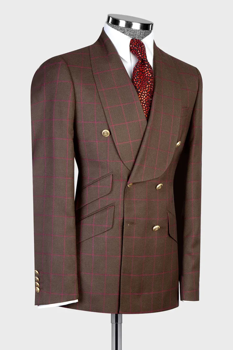Plaid Double-breasted 2-piece Suit