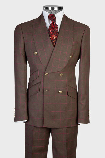 Plaid Double-breasted 2-piece Suit