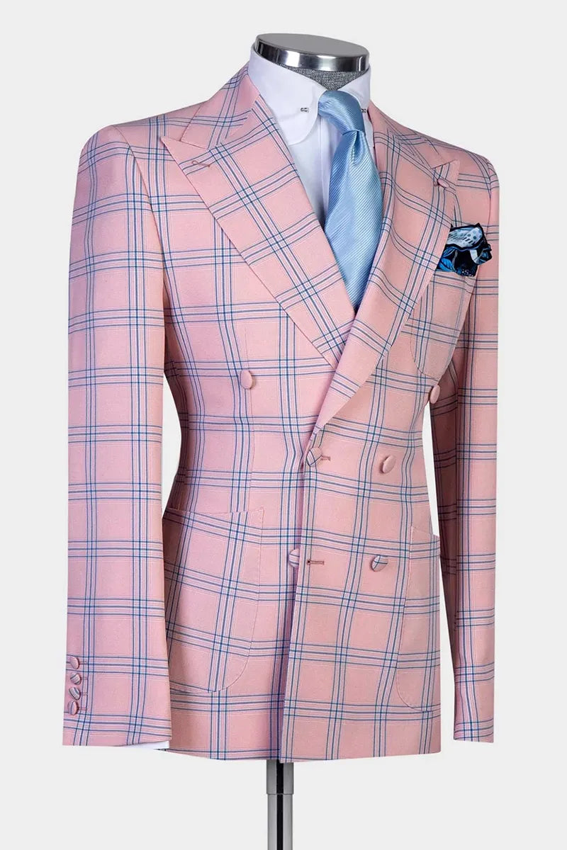 Plaid Double-breasted 2-piece Suit