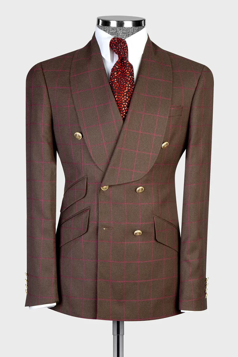 Plaid Double-breasted 2-piece Suit