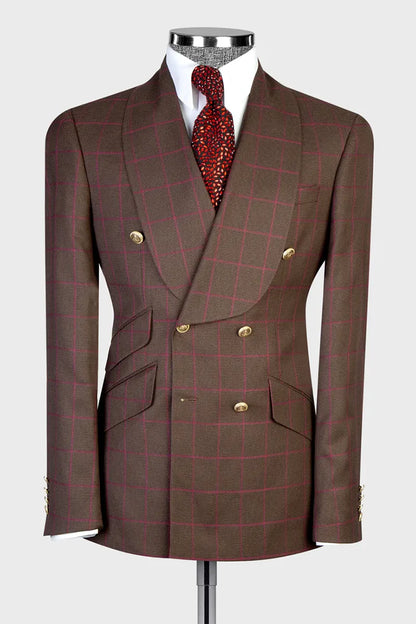 Plaid Double-breasted 2-piece Suit