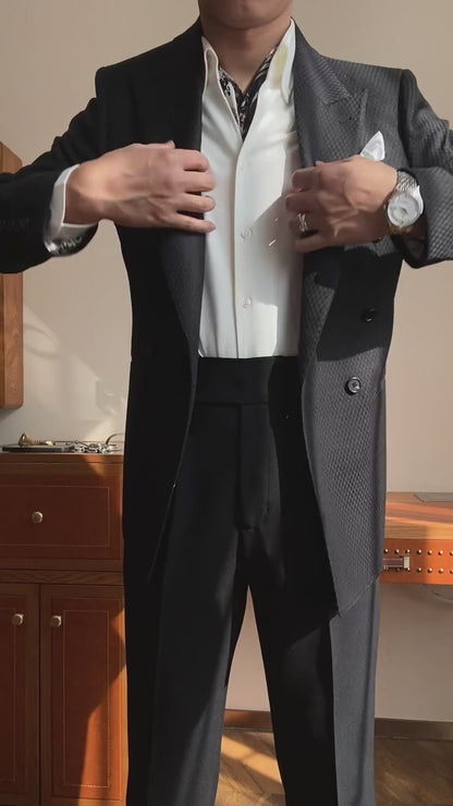 Double Breasted 2 Piece Black Slim Fit Suit