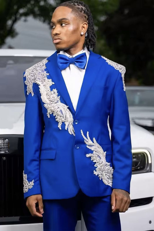 Blue Slim Fit Suit 2-Piece Prom Outfits