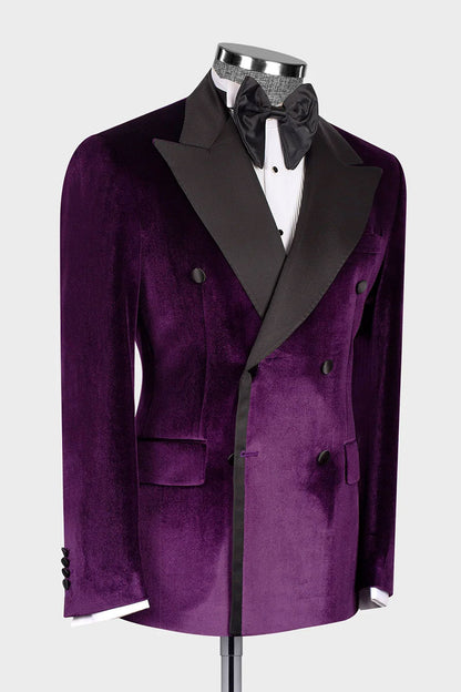 Purple Velvet 2-piece Blazer Suit Wedding Tuxedo