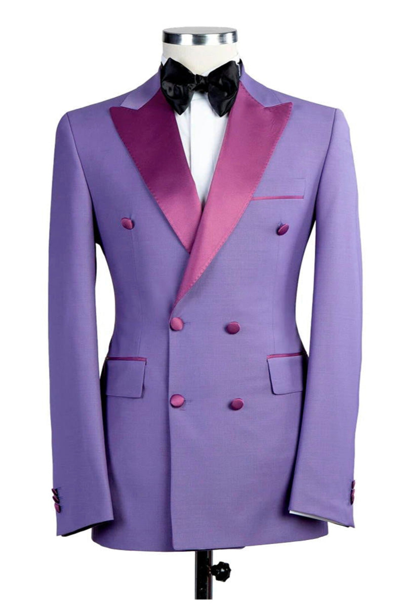 Purple 2 Piece Bespoke Peaked Lapel Tuxedo