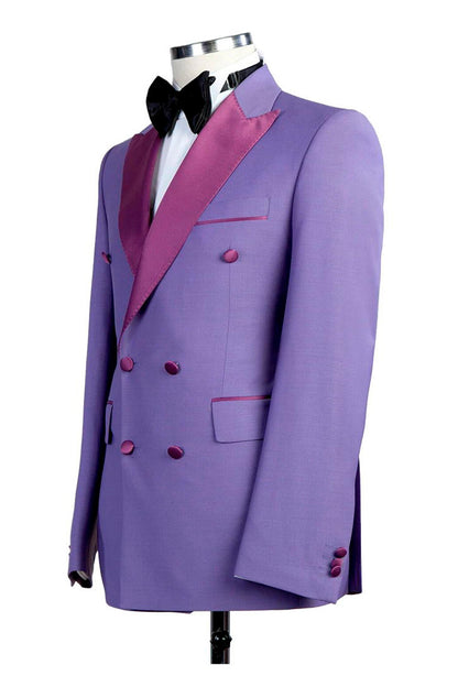 Purple 2 Piece Bespoke Peaked Lapel Tuxedo