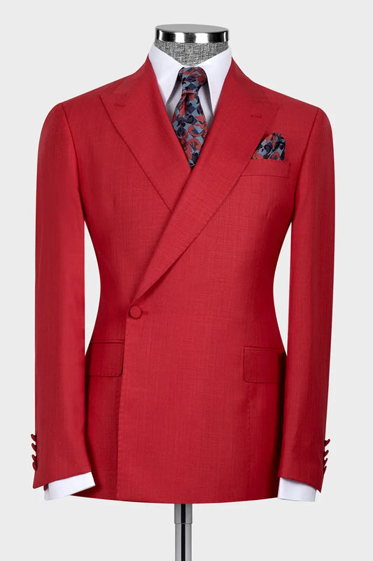 One-button 2-piece Suit in Red