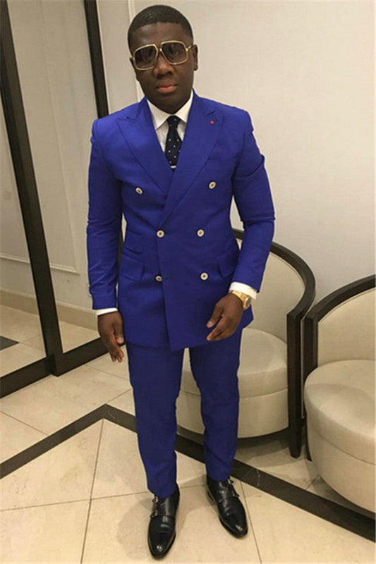 Royal Blue Double Breasted Prom Outfits for Men