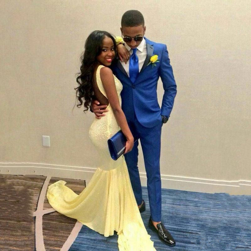 Royal Bule One Button Prom Outfits Two Piece Tuxedo