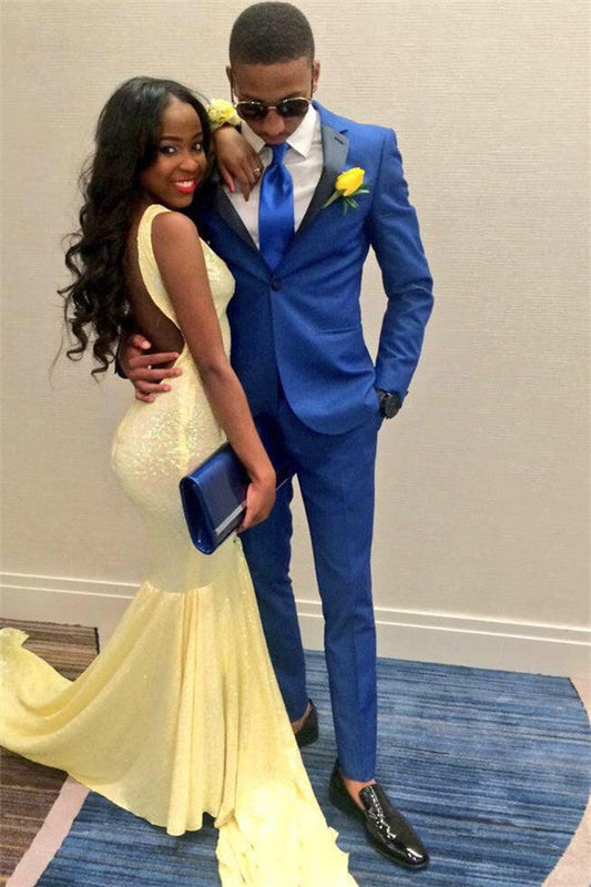 Royal Bule One Button Prom Outfits Two Piece Tuxedo