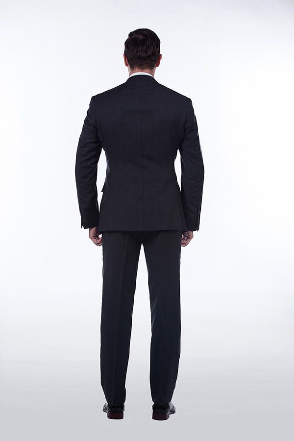 Sharp-looking Solid Black Mens Suits Notch Lapel Suits for Men