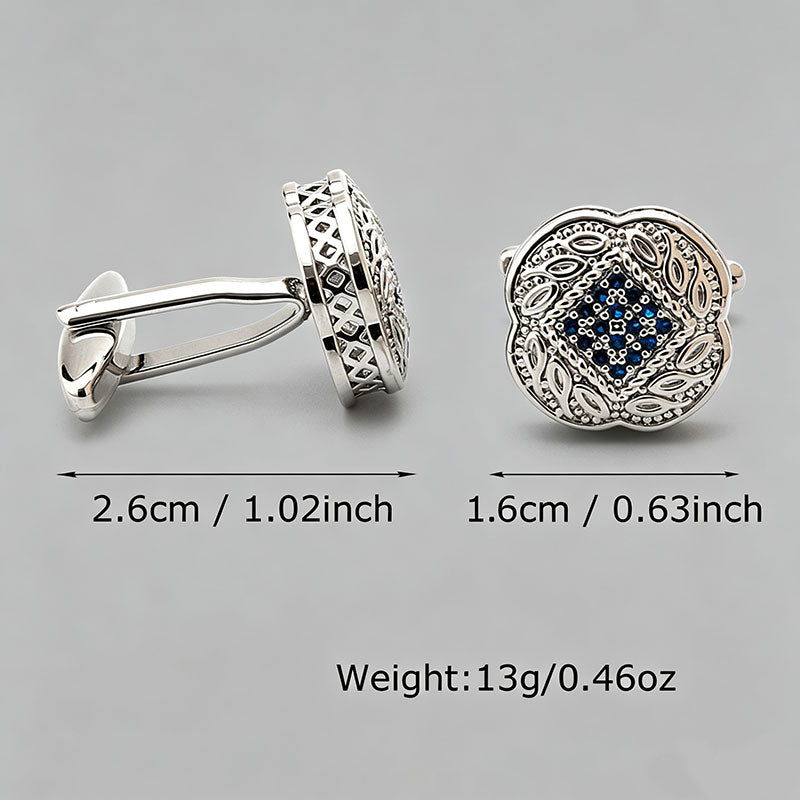 Silver Follow Blue Zircon Cufflinks