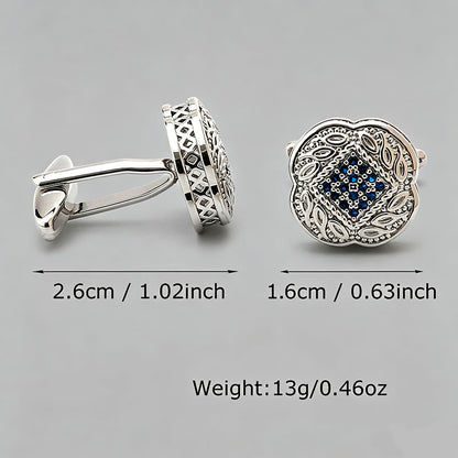 Silver Follow Blue Zircon Cufflinks